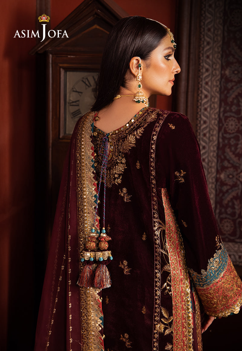Asim Jofa Designers Limited Edition Ajmmd-09 Embroidered Velvet 3 Pcs