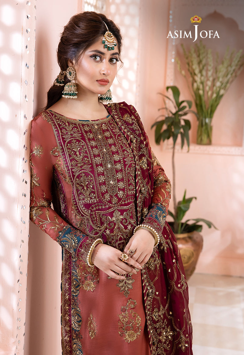 Asim Jofa Chandni '23 Ajcc-01 Designers Stitched Embroidered Raw Silk 3 Pcs