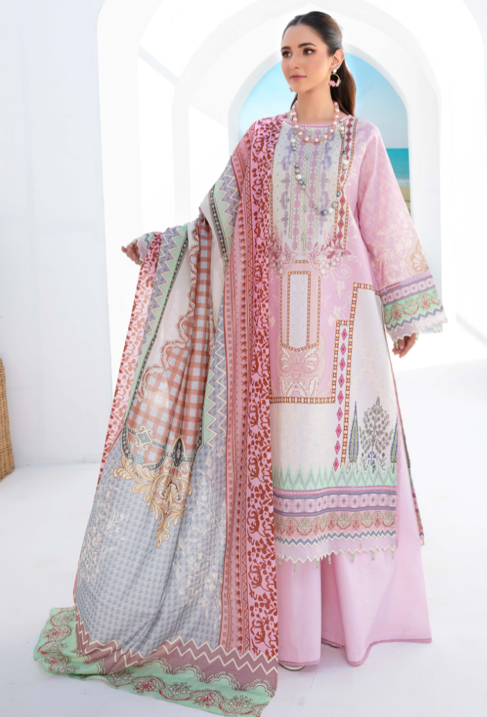 Saira Bano By Humdum Unstitched 3 Piece Emb Lawn Collection'2024