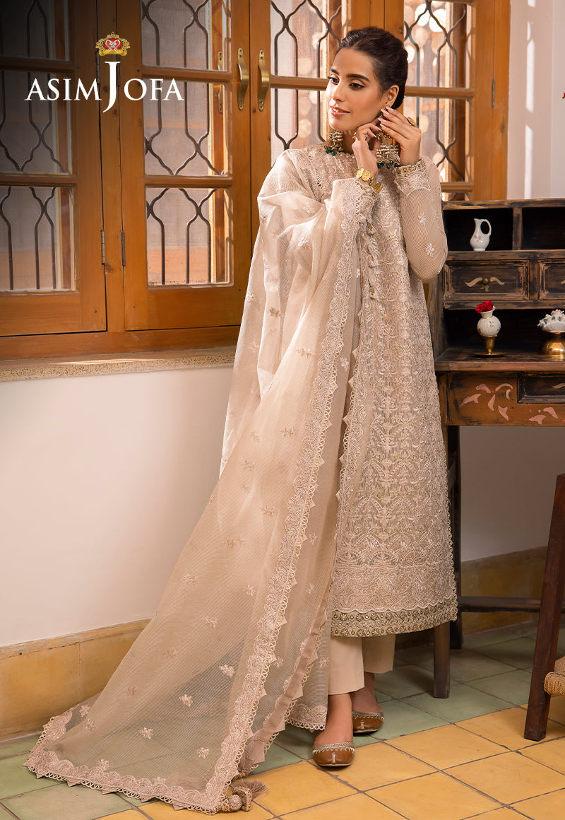 Asim Jofa Shadow Work '23 Ajsw-21 Embroidered Cotton Net 3 Pcs