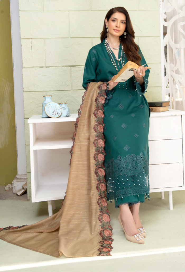 Baad e Baharaan By Humdum Unstitched 3 Piece Emb Lawn Collection'2024-D-07