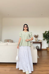 Urban Cut Stitched Cotton Long Maxi Skirt-C0224