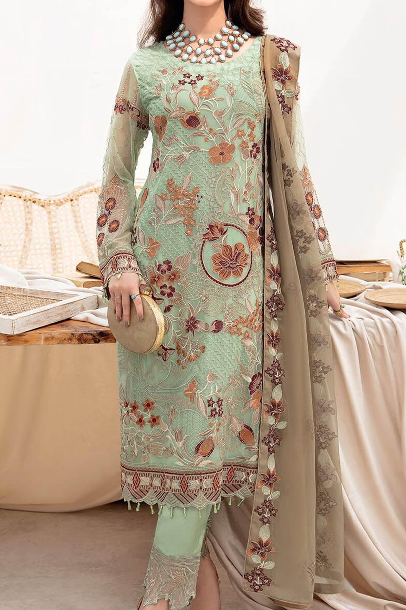 Chevron by Ramsha Unstitched 3 Piece Chiffon Vol-07 Collection'2023-A-710