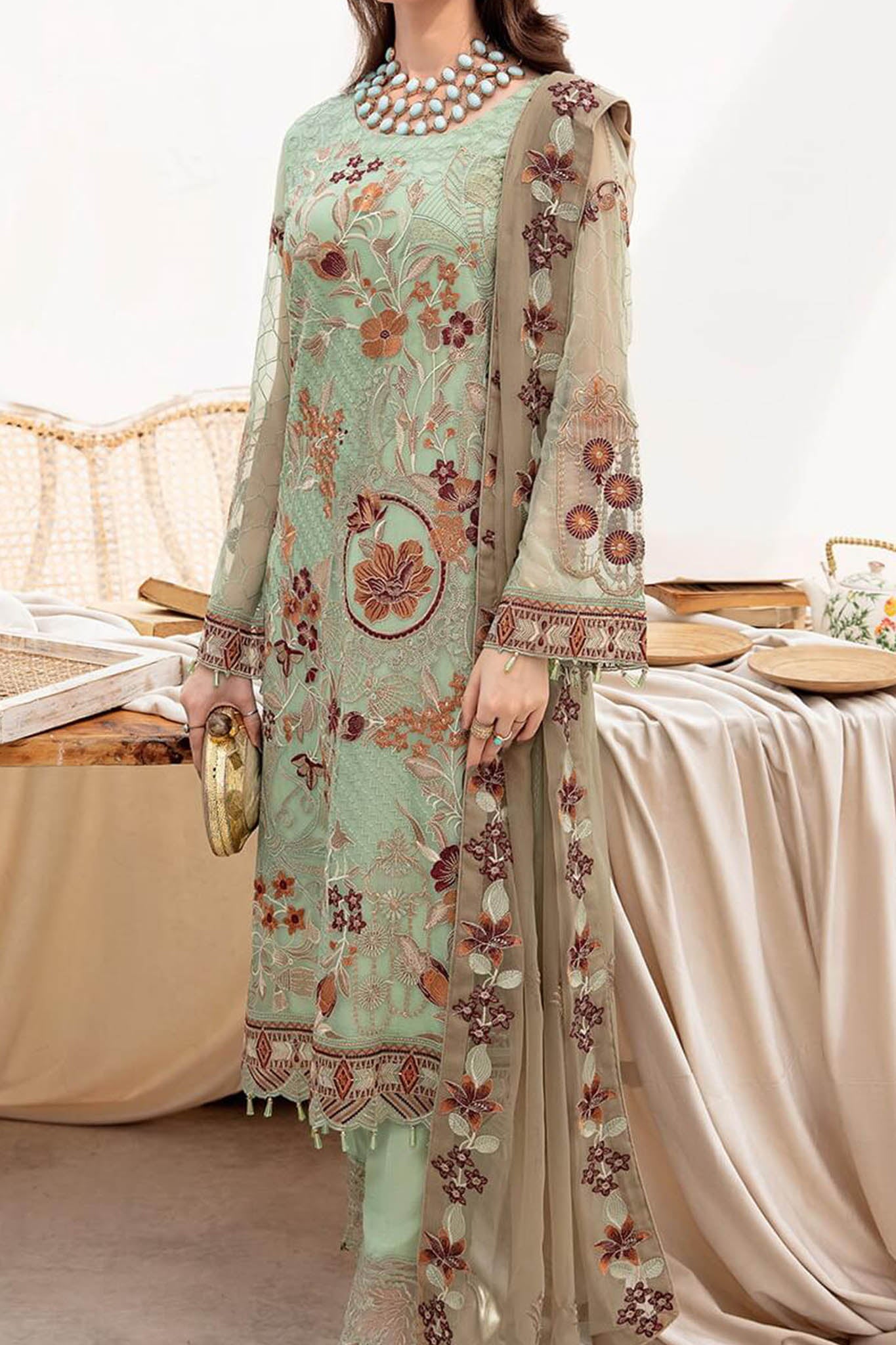 Chevron by Ramsha Unstitched 3 Piece Chiffon Vol-07 Collection'2023-A-710