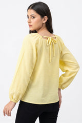 Amna Ali Nawaz Stitched Blouse-Ruffle Hem-Butter Yellow