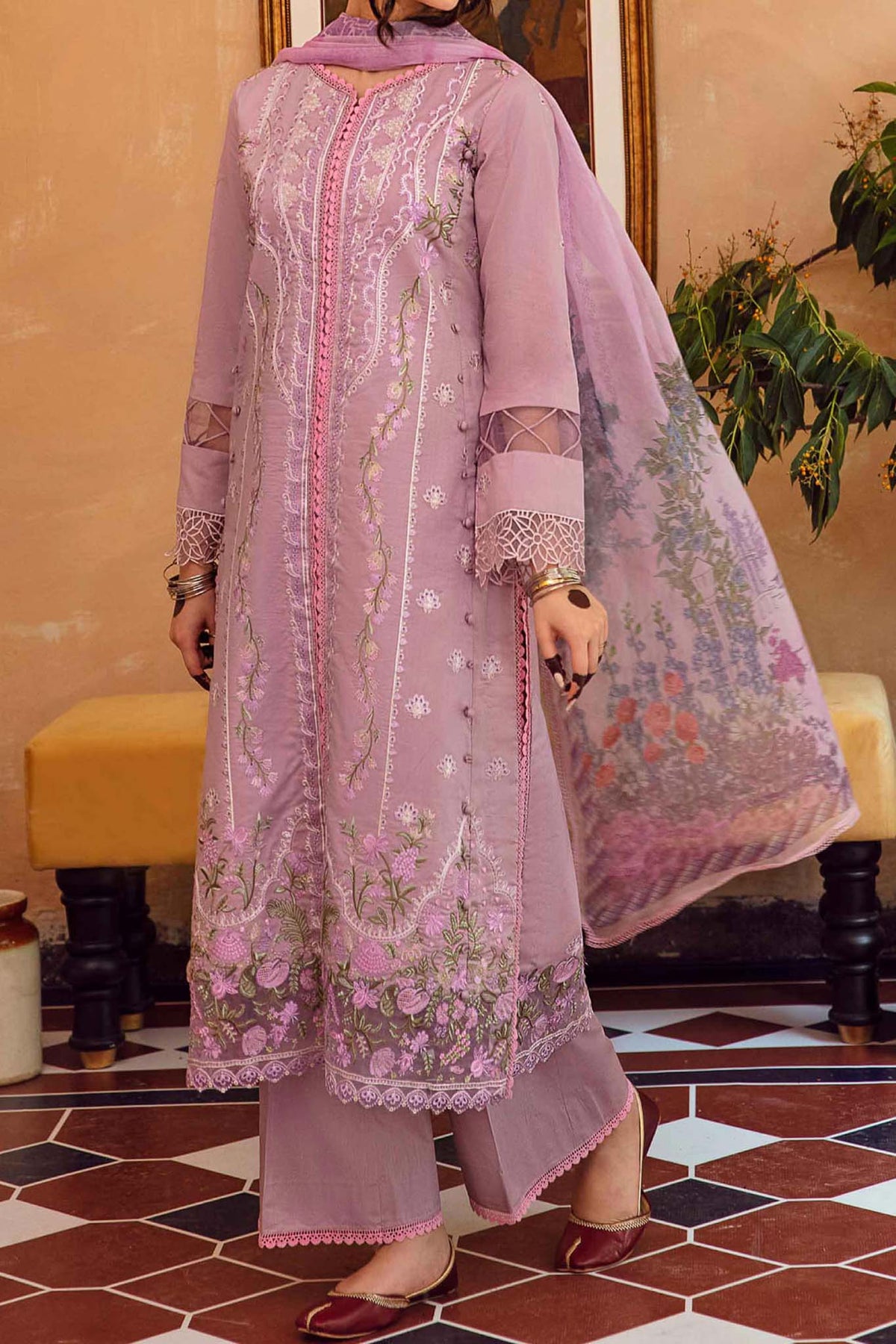 Mina Kumari by Aabyaan Unstitched 3 Piece Chikankari Eid Collection'2023-AB-04