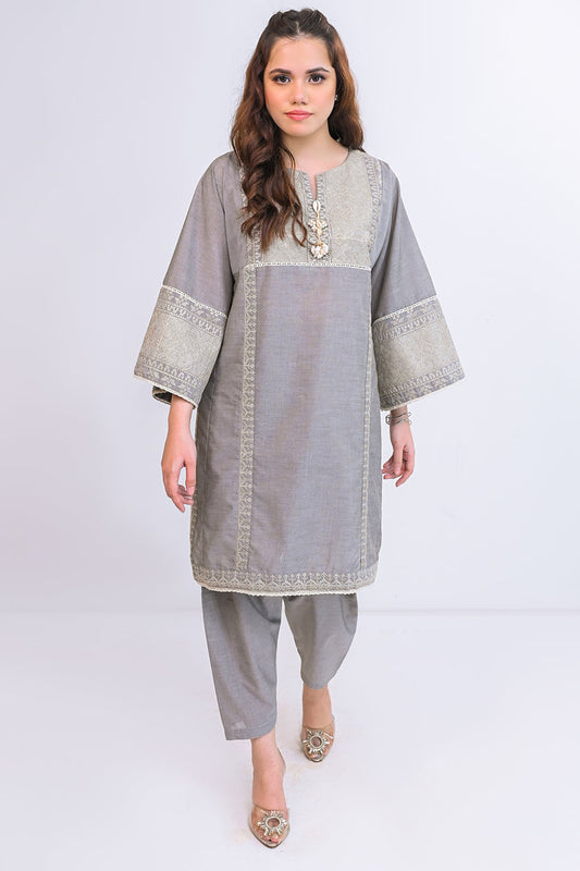 Miorah By Ayla Studio Stitched Solid Embroidered Co-ord  - Shafaq