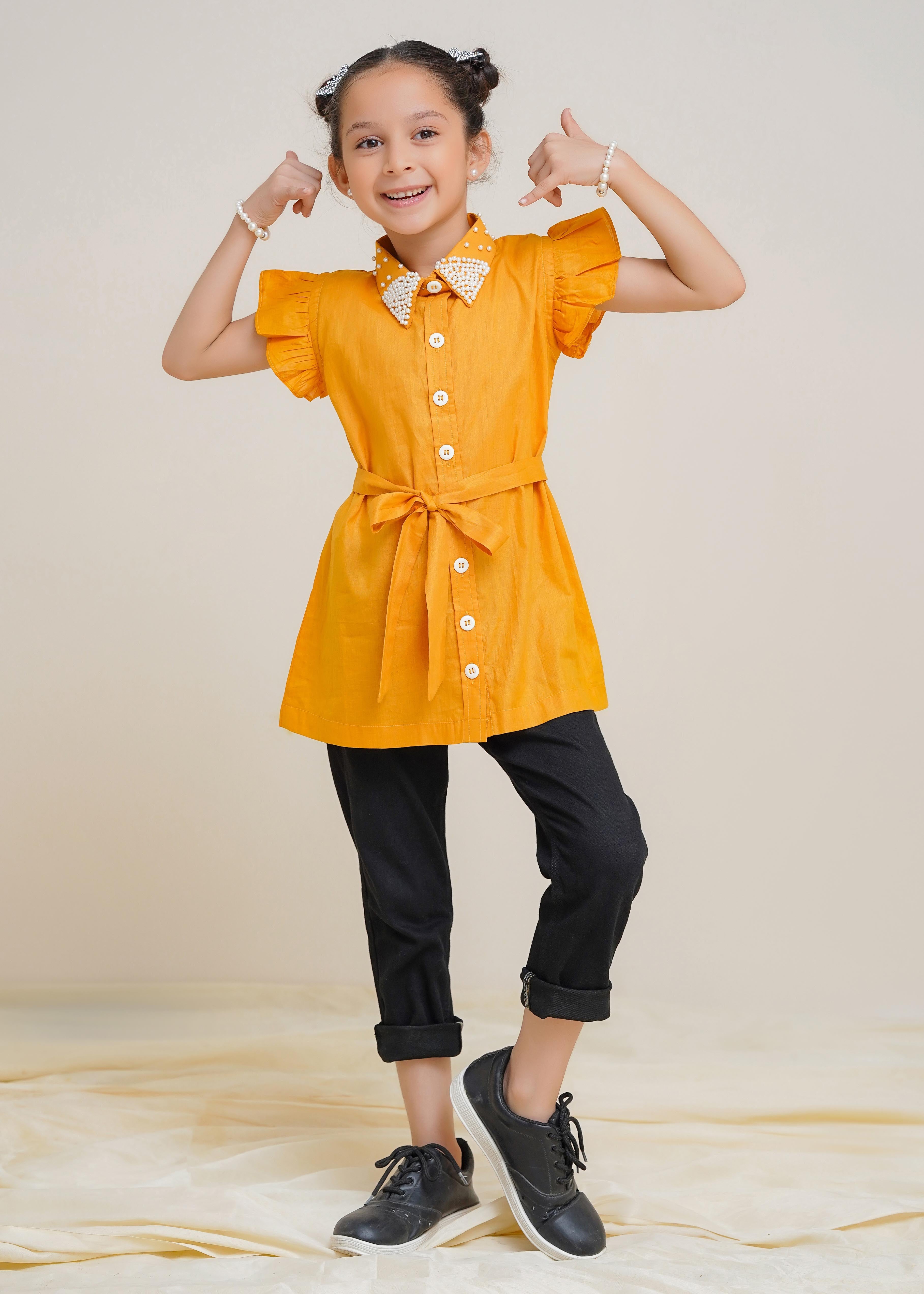 Modest Stitched Summer Kids Shirts Collection'2024-Autumn Mist