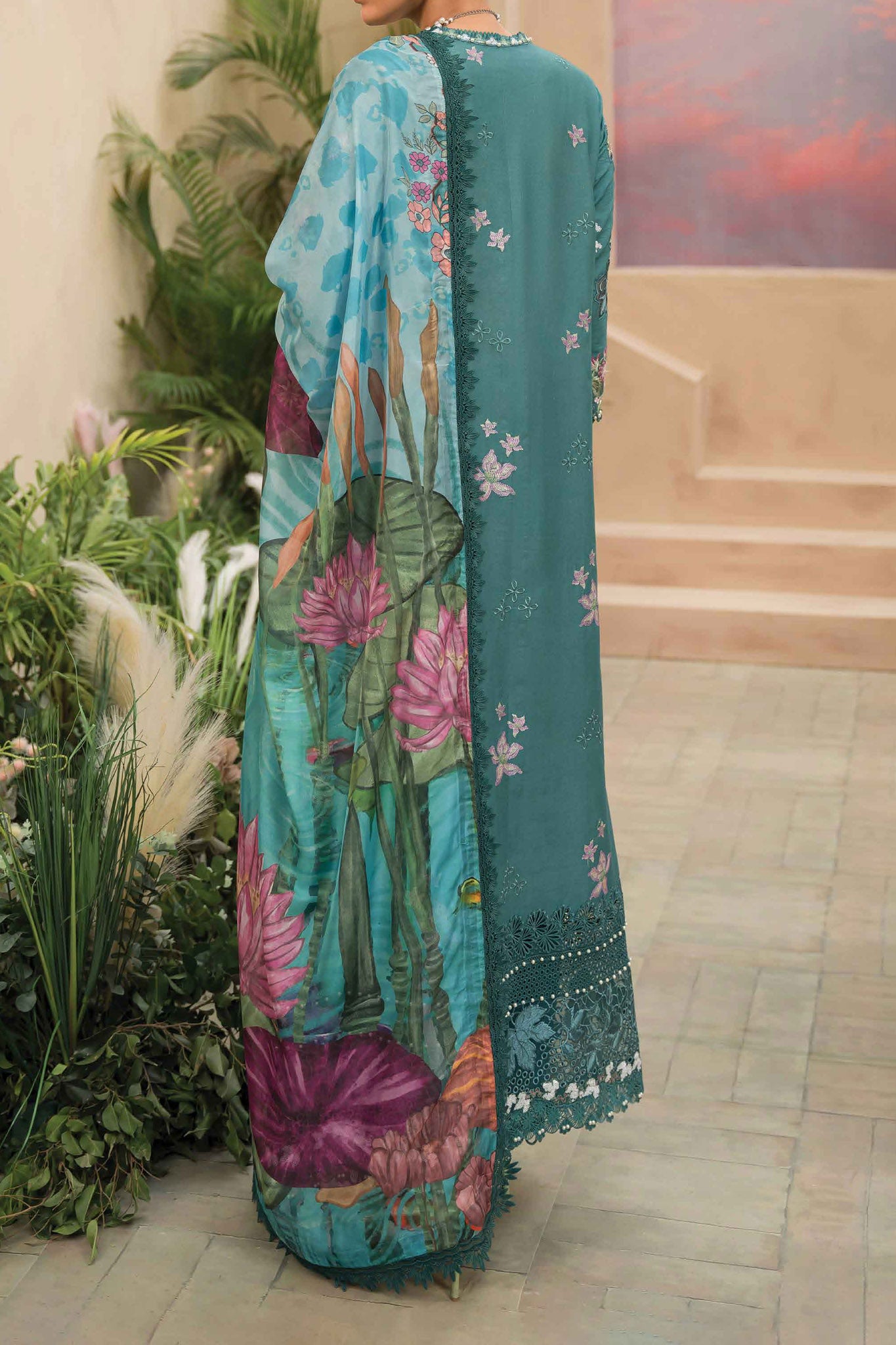 The Painted Garden By Afrozeh Unstitched 3 Piece Emb Lawn Collection'2024-AEF-01-Stellar Sage