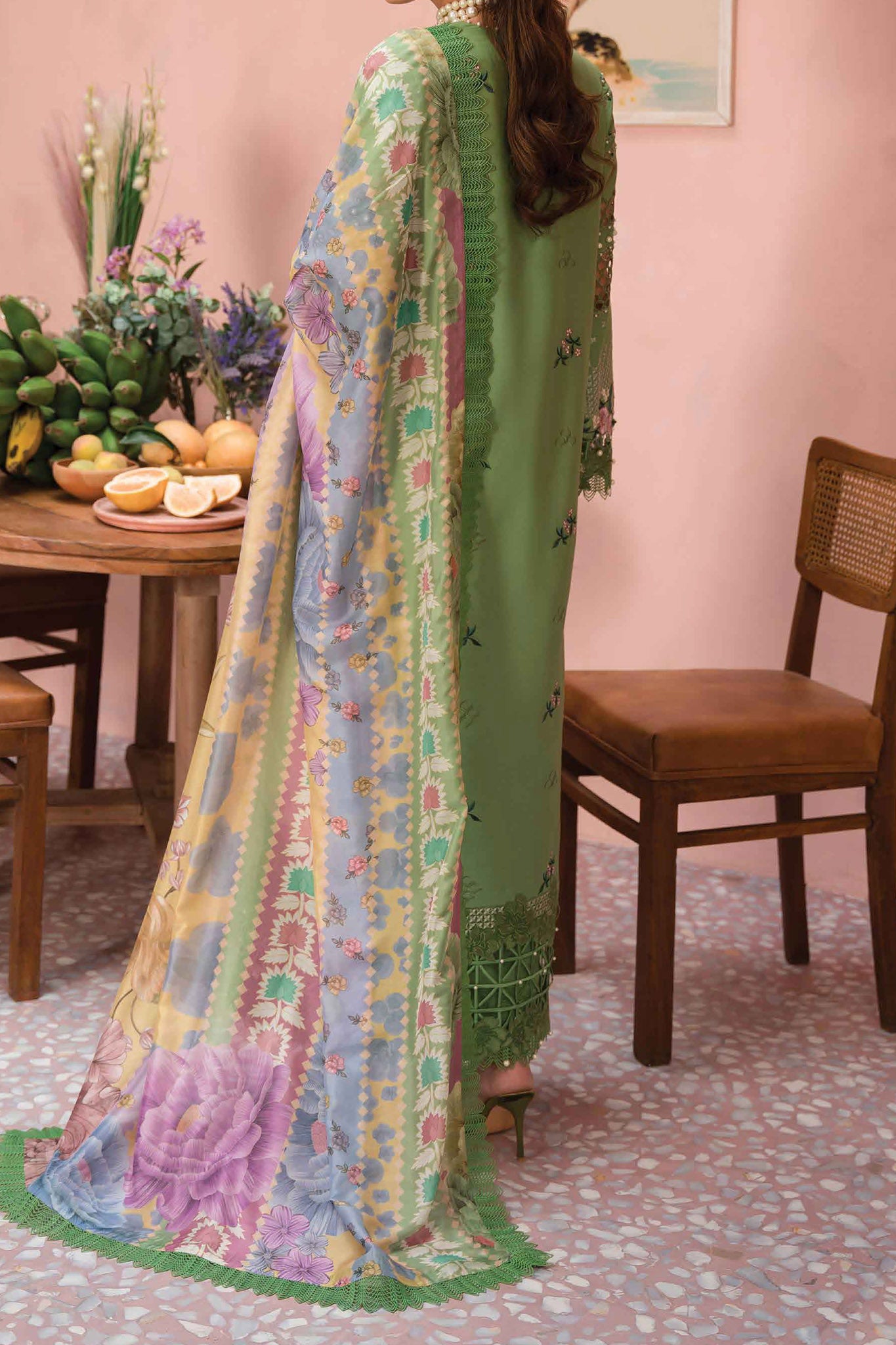 The Painted Garden By Afrozeh Unstitched 3 Piece Emb Lawn Collection'2024-AEF-02-Celestial Bouquet