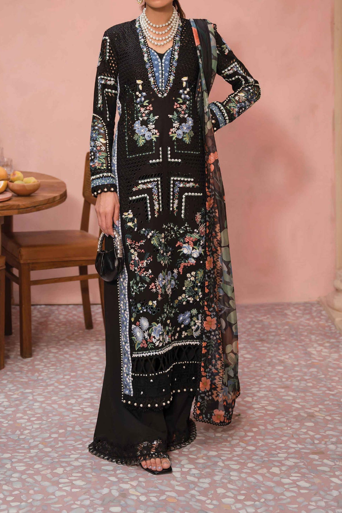 The Painted Garden By Afrozeh Unstitched 3 Piece Emb Lawn Collection'2024-AEF-03-Midnight Muse