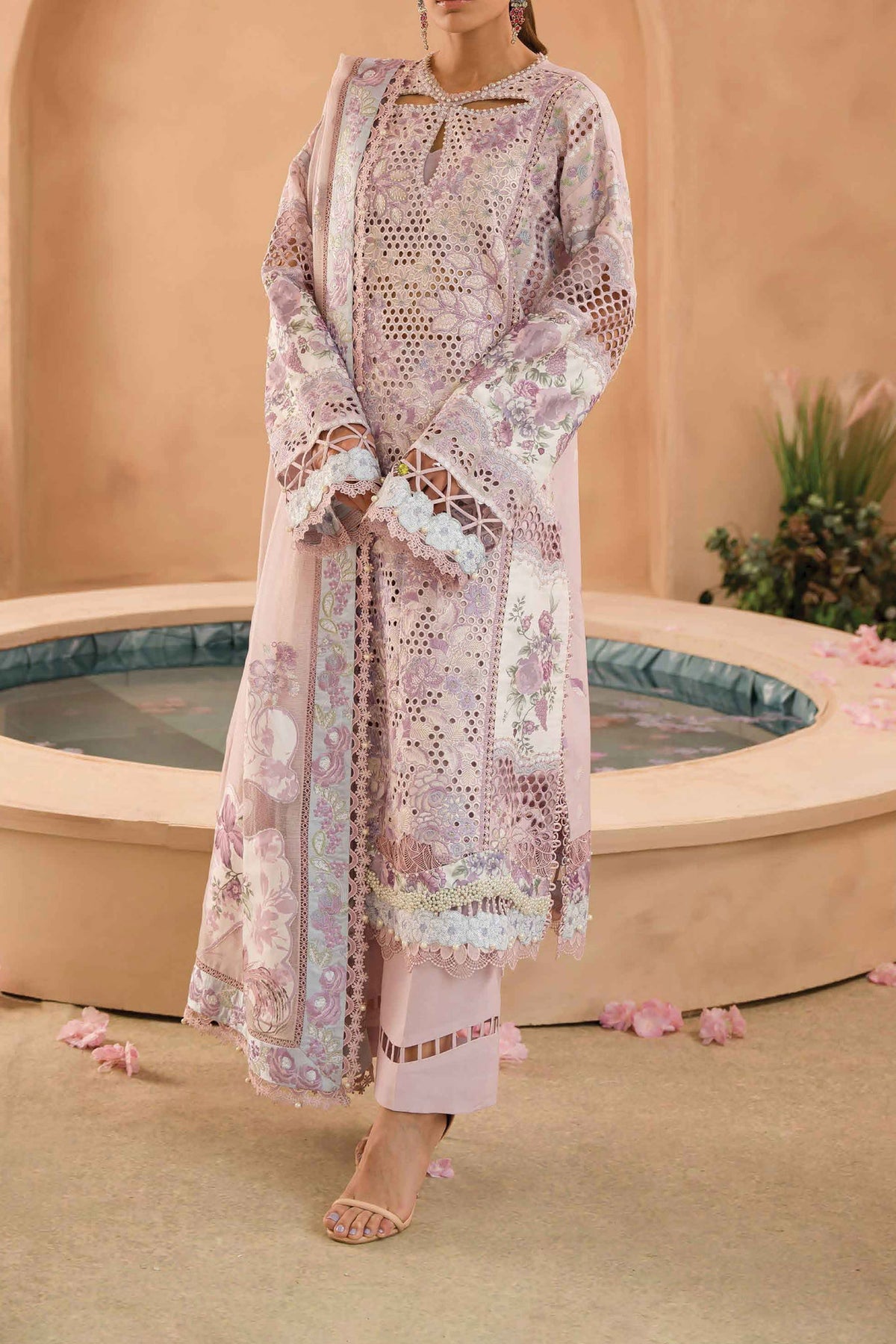 The Painted Garden By Afrozeh Unstitched 3 Piece Emb Lawn Collection'2024-AEF-09-Honeysuckle