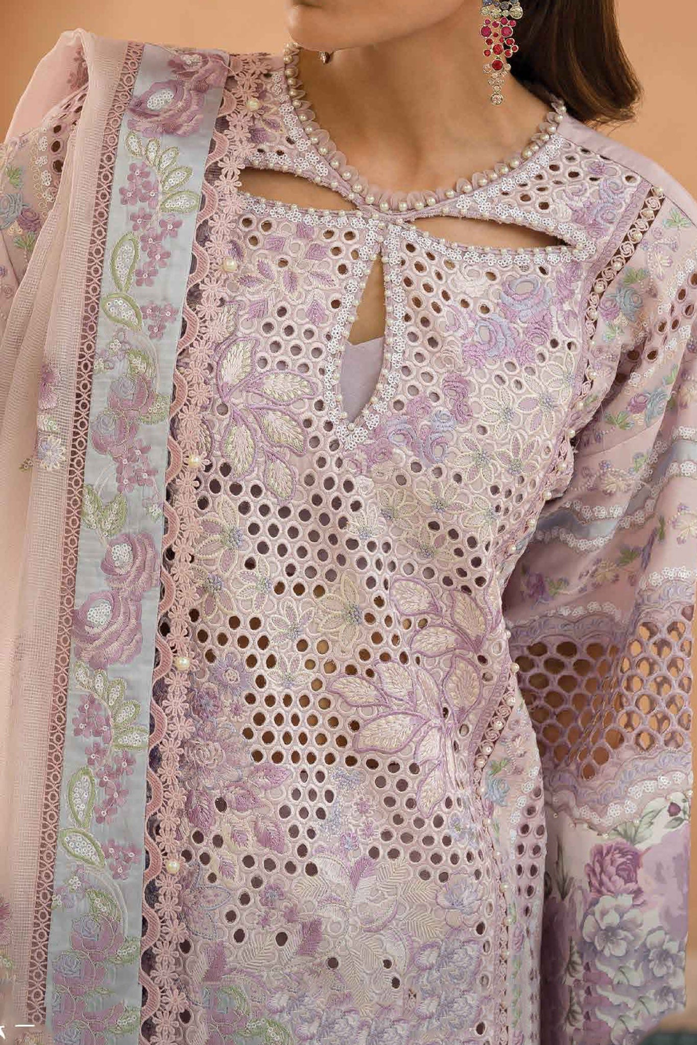 The Painted Garden By Afrozeh Unstitched 3 Piece Emb Lawn Collection'2024-AEF-09-Honeysuckle