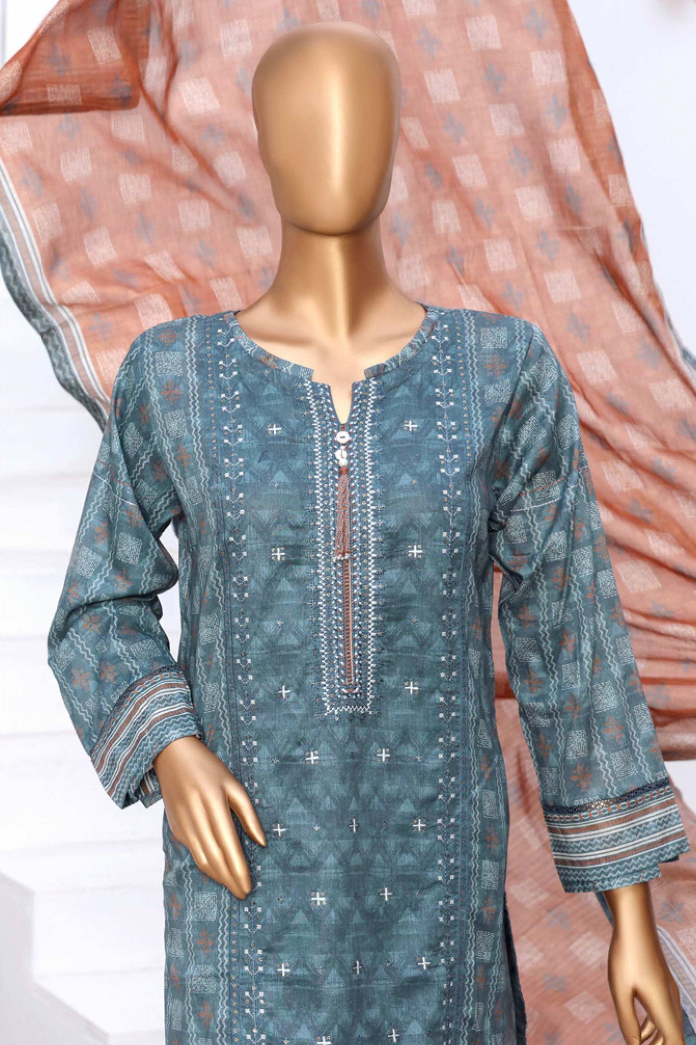 Aashkaar By HZ Stitched 3 Piece Emb Lawn Vol-05 Collection'2024-AEL-402-Blue