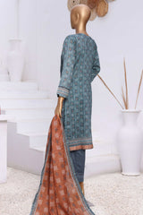 Aashkaar By HZ Stitched 3 Piece Emb Lawn Vol-05 Collection'2024-AEL-402-Blue