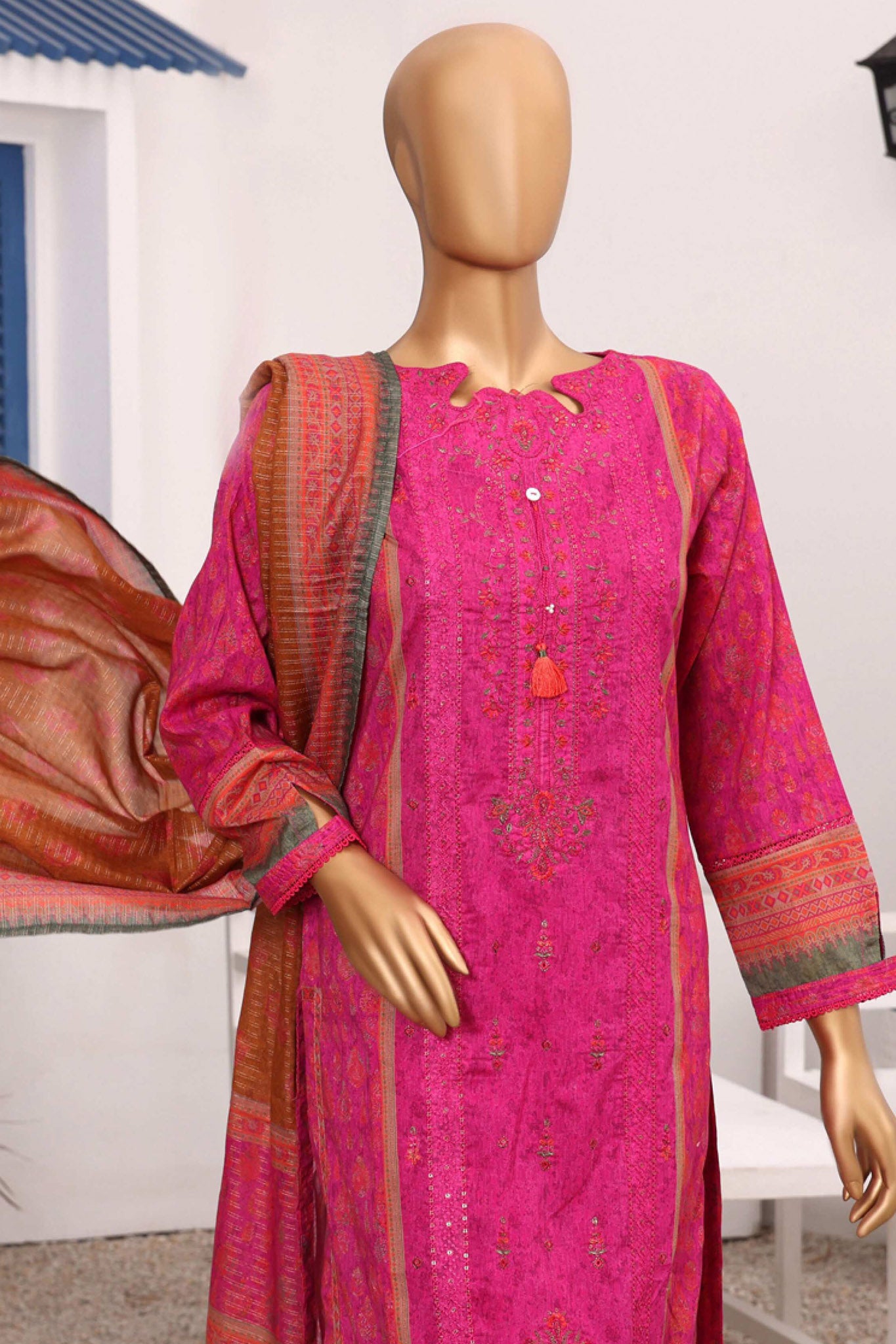 Aashkaar By HZ Stitched 3 Piece Emb Lawn Vol-05 Collection'2024-AEL-403-Pink