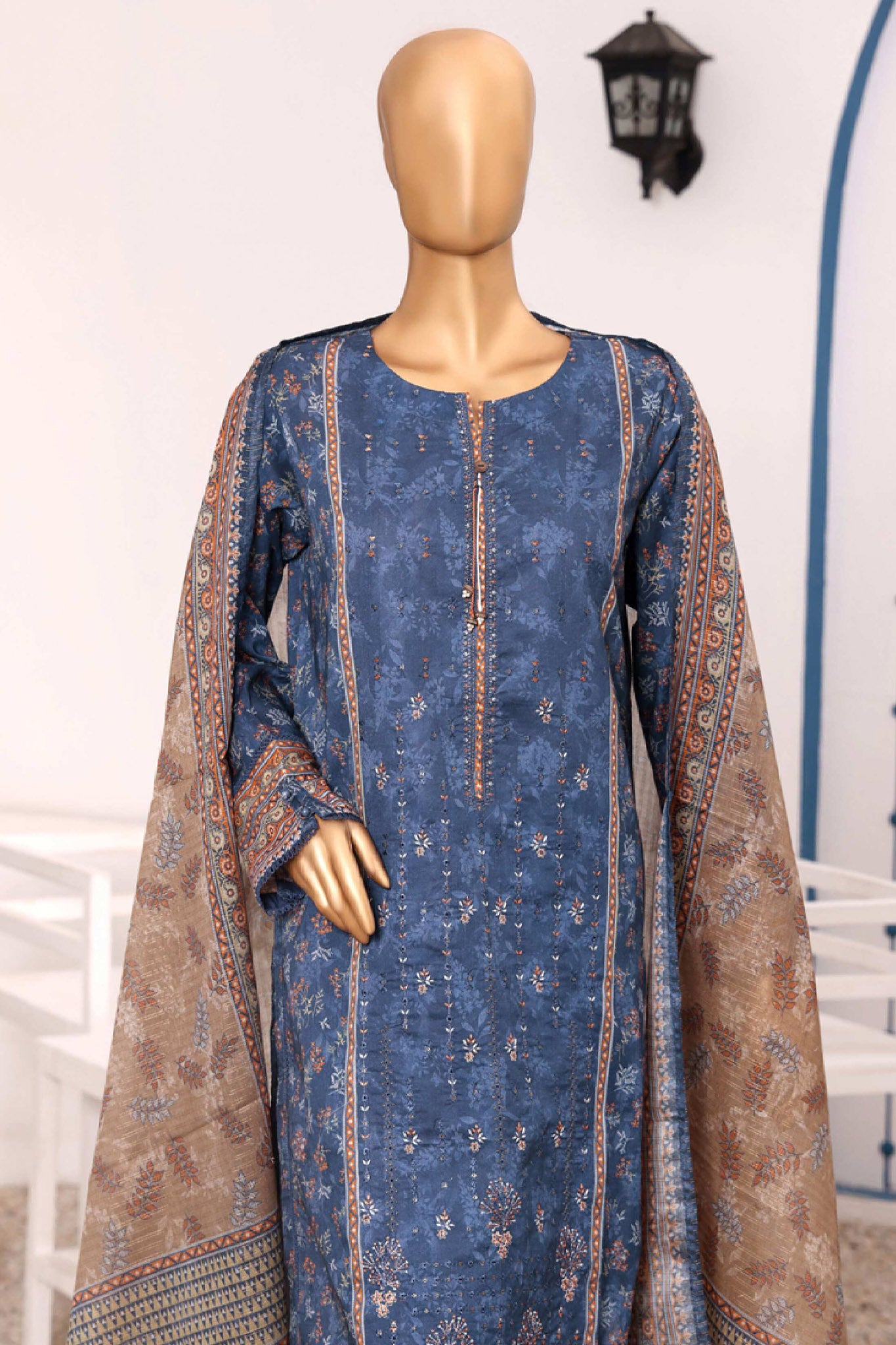 Aashkaar By HZ Stitched 3 Piece Emb Lawn Vol-05 Collection'2024-AEL-407-Blue