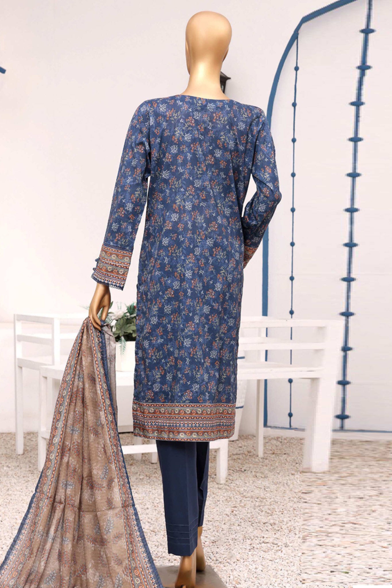 Aashkaar By HZ Stitched 3 Piece Emb Lawn Vol-05 Collection'2024-AEL-407-Blue