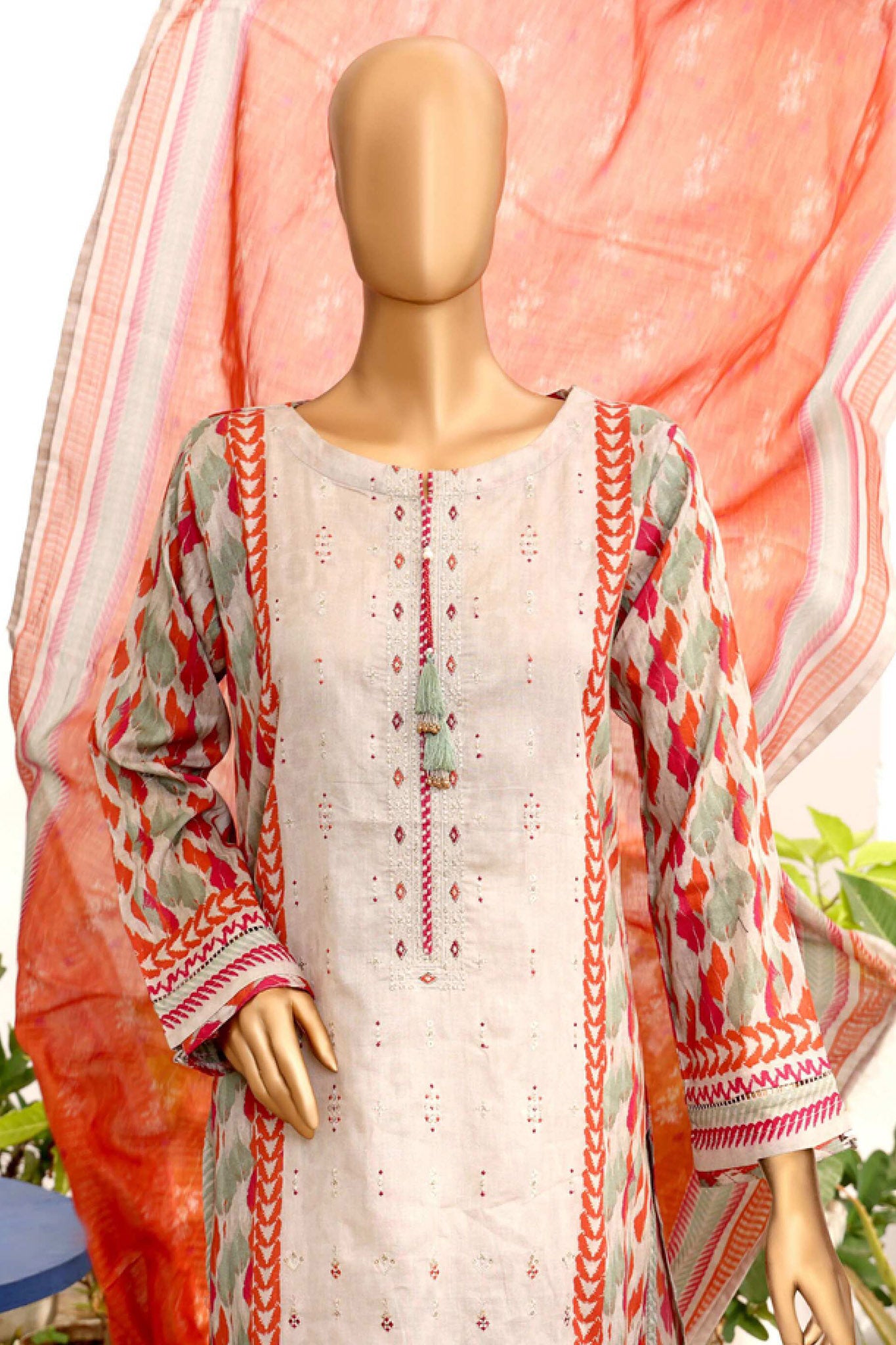 Aashkaar By HZ Stitched 3 Piece Emb Lawn Vol-05 Collection'2024-AEL-408-Beige