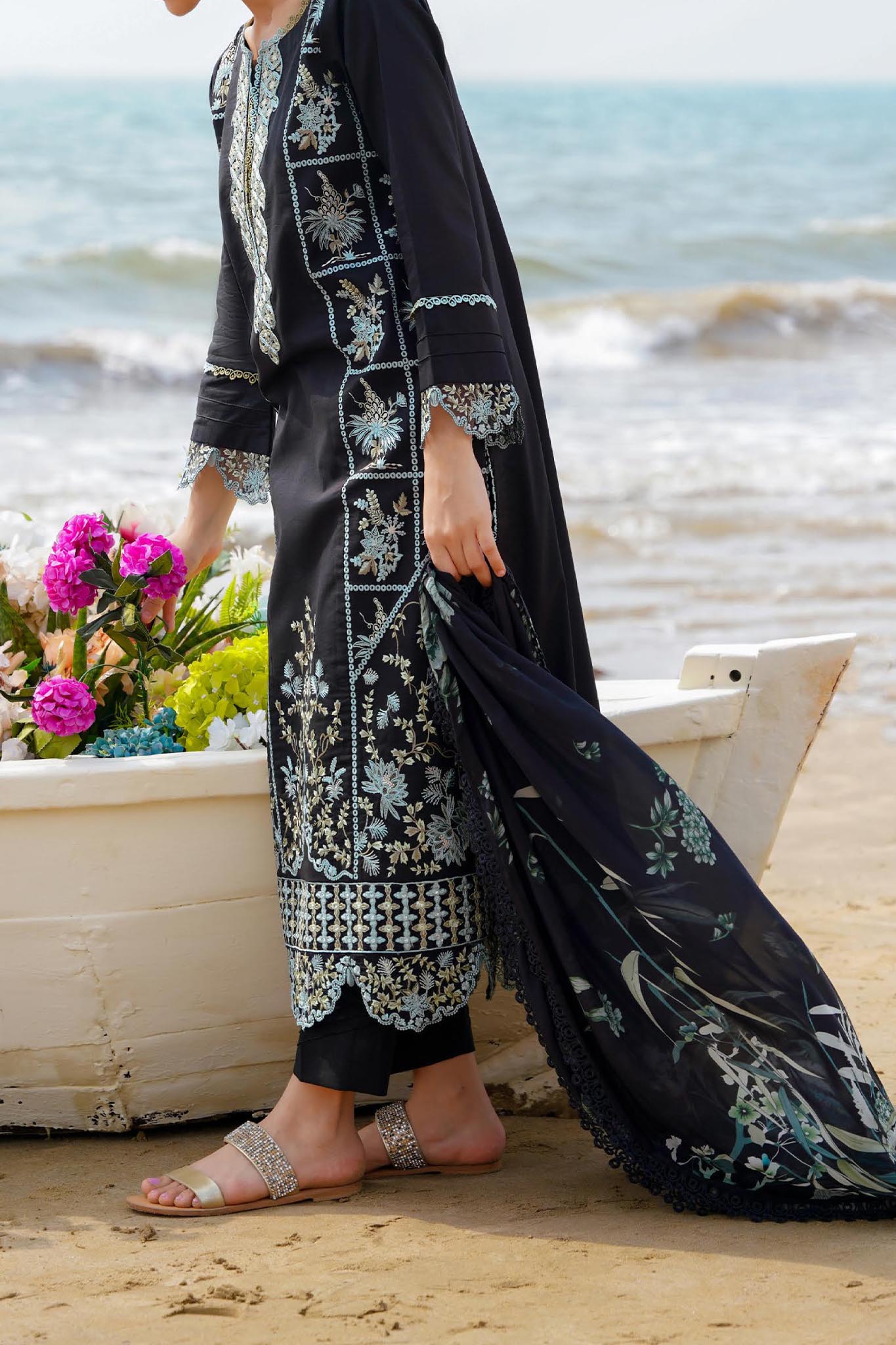 Saagar by Aabyaan Unstitched 3 Piece Luxury Festive Lawn Collection'2024-AF-01