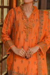 Aainahh by Amna Khadija Stitched 3 Piece Emb Eid Lawn Collection'2022-AF-23-Orange