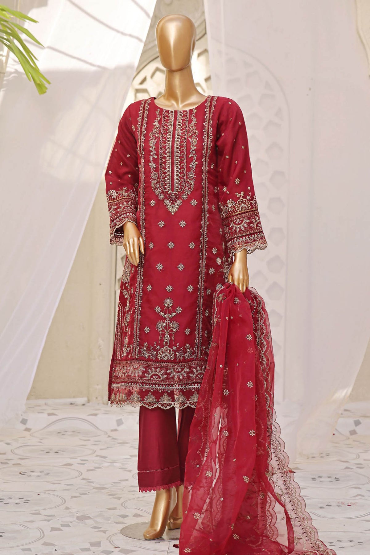 Mahpara By Sada Bahar Stitched 3 Piece Festive Formals Vol-06 Collection'2024-AG-22-Maroon