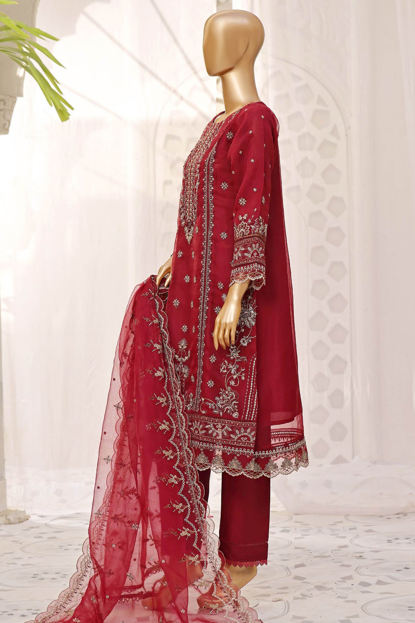 Mahpara By Sada Bahar Stitched 3 Piece Festive Formals Vol-06 Collection'2024-AG-22-Maroon