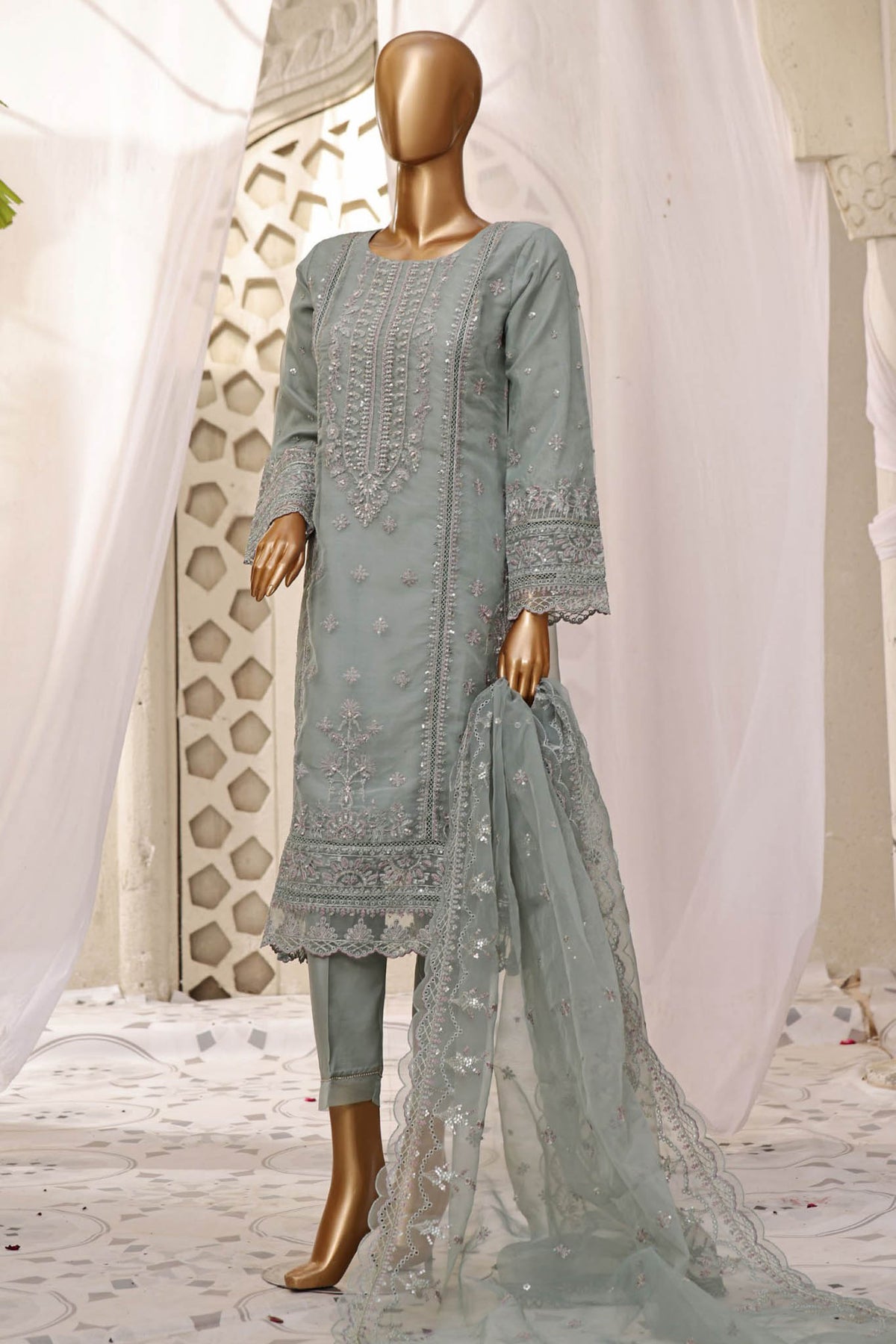 Mahpara By Sada Bahar Stitched 3 Piece Festive Formals Vol-06 Collection'2024-AG-22-Mint