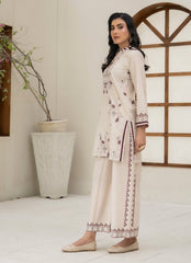 Ahlam By Safa Textile Stitched Co-Ords Lawn Suit-Classic Beige Minimal