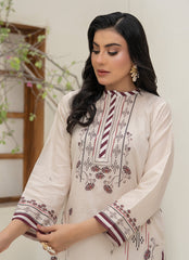 Ahlam By Safa Textile Stitched Co-Ords Lawn Suit-Classic Beige Minimal