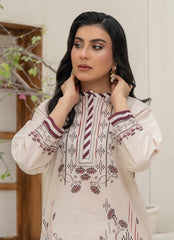 Ahlam By Safa Textile Stitched Co-Ords Lawn Suit-Classic Beige Minimal