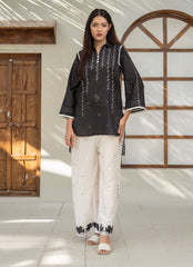 Ahlam By Safa Textile Stitched Co-Ords Lawn Suit-Black & White Signature