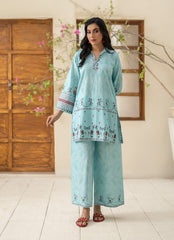 Ahlam By Safa Textile Stitched Co-Ords Lawn Suit-Ice Blue Luxury
