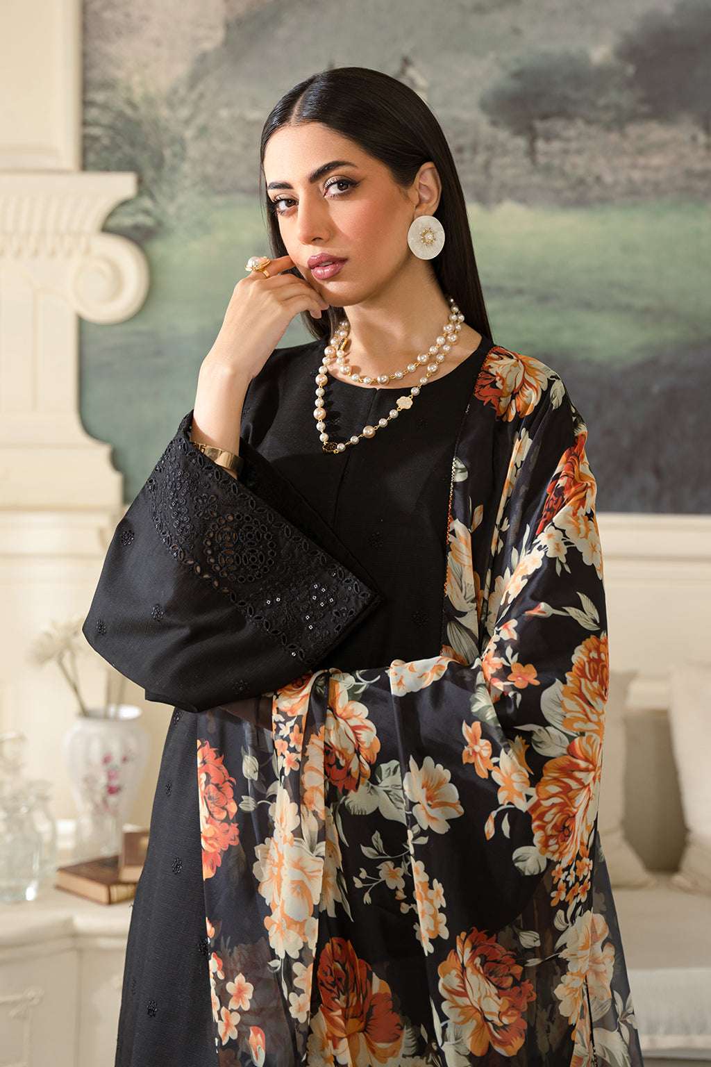 Fresco Edit By Sheenora Stitched 3 Piece Lawn Collection'2025-Midnight Majesty