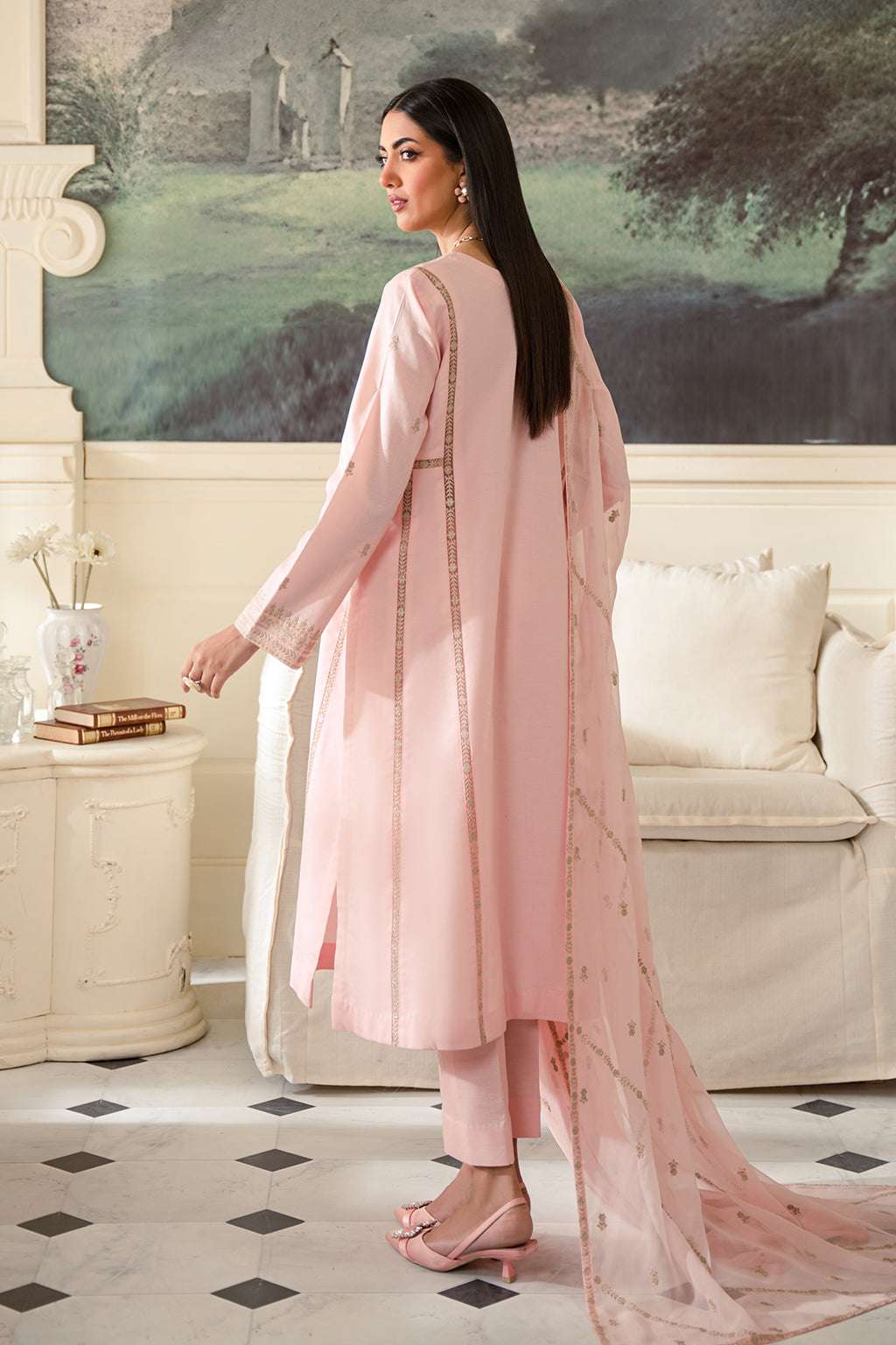 Fresco Edit By Sheenora Stitched 3 Piece Lawn Collection'2025-Pink Perfection