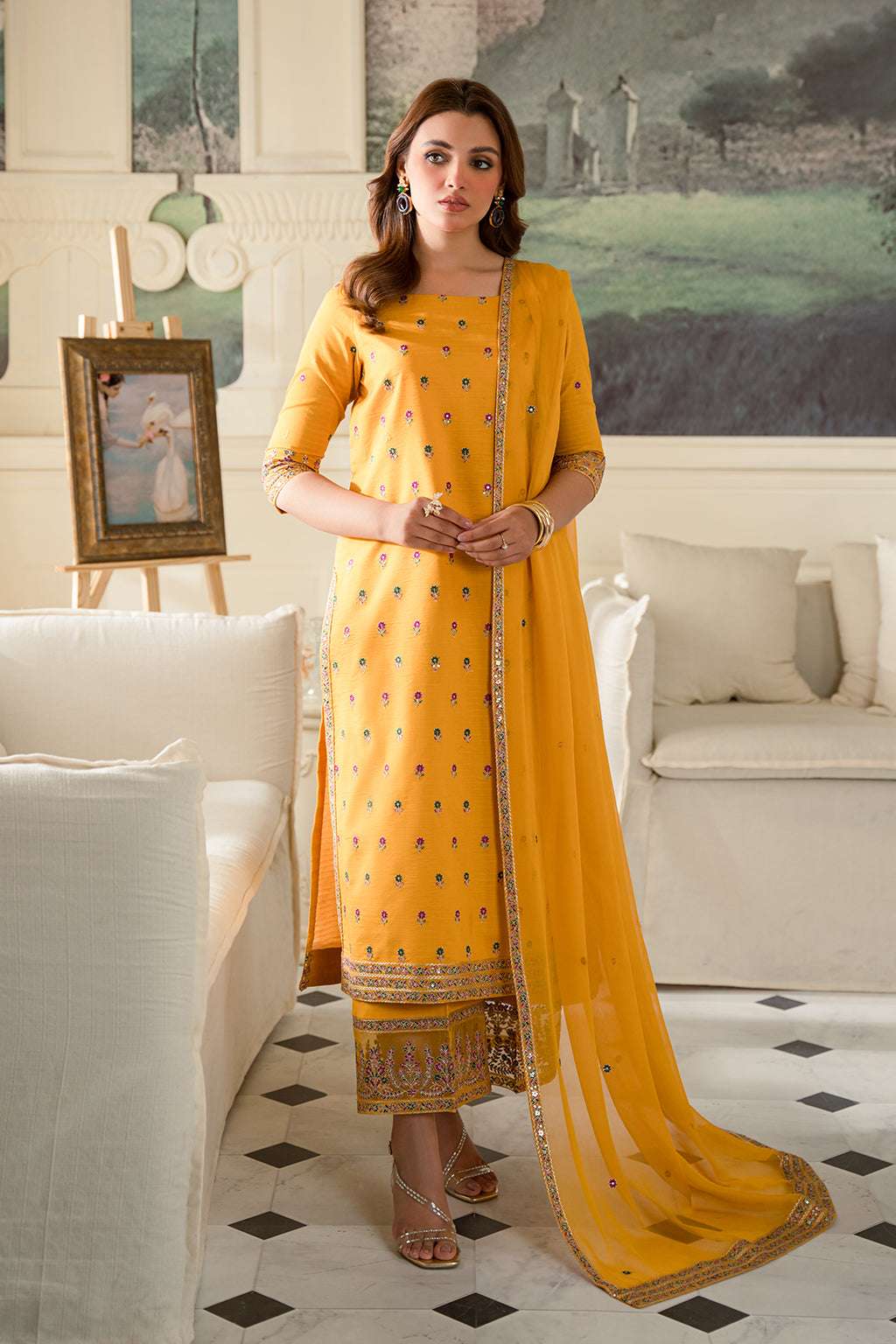 Fresco Edit By Sheenora Stitched 3 Piece Lawn Collection'2025-Daffodill