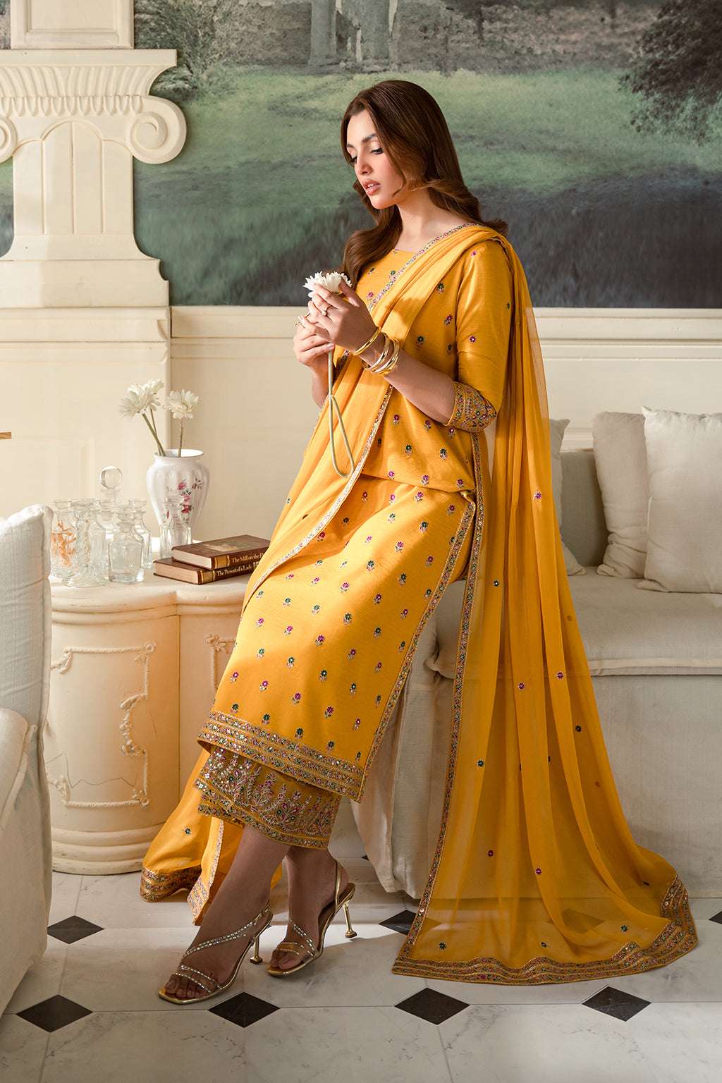 Fresco Edit By Sheenora Stitched 3 Piece Lawn Collection'2025-Daffodill