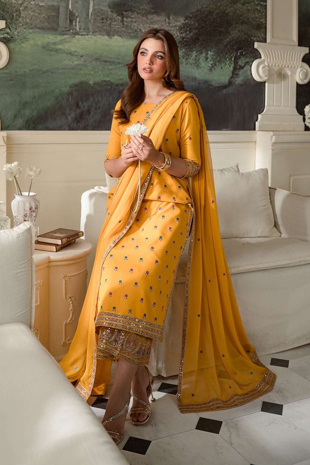 Fresco Edit By Sheenora Stitched 3 Piece Lawn Collection'2025-Daffodill