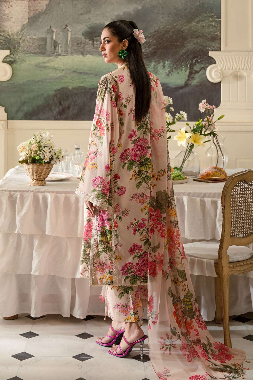 Fresco Edit By Sheenora Stitched 3 Piece Lawn Collection'2025-Musk Pink