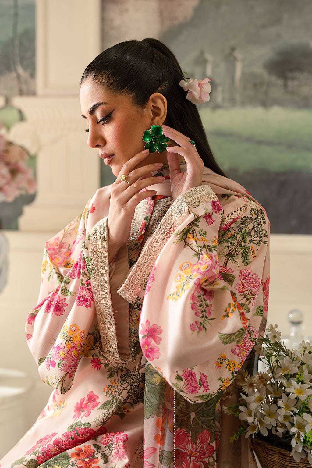 Fresco Edit By Sheenora Stitched 3 Piece Lawn Collection'2025-Musk Pink