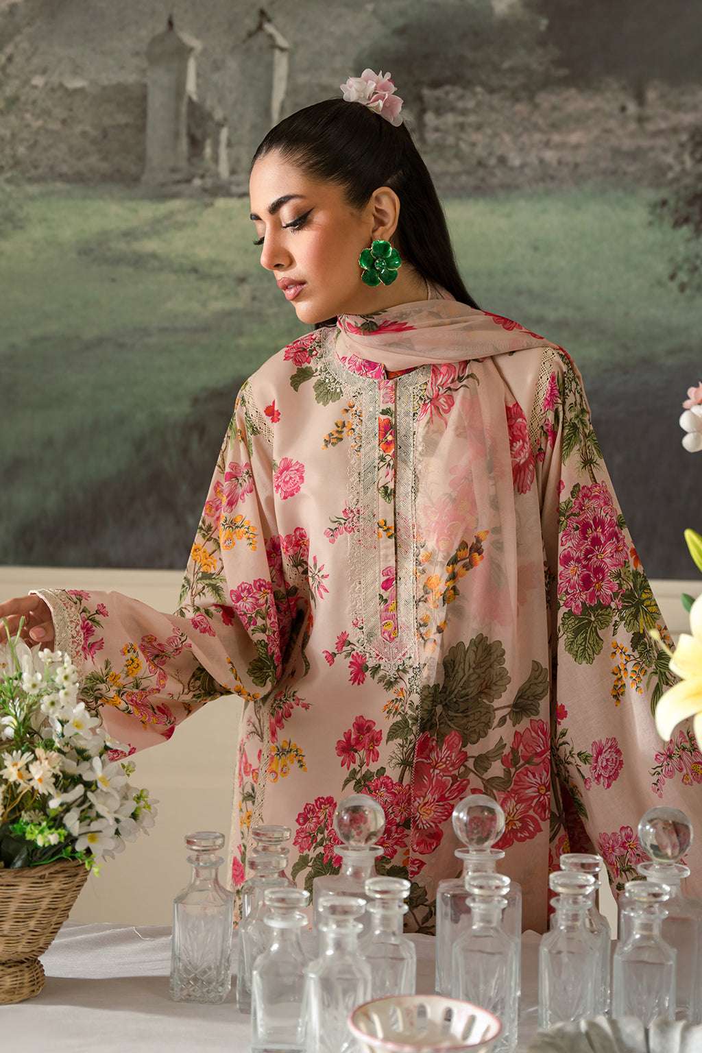 Fresco Edit By Sheenora Stitched 3 Piece Lawn Collection'2025-Musk Pink