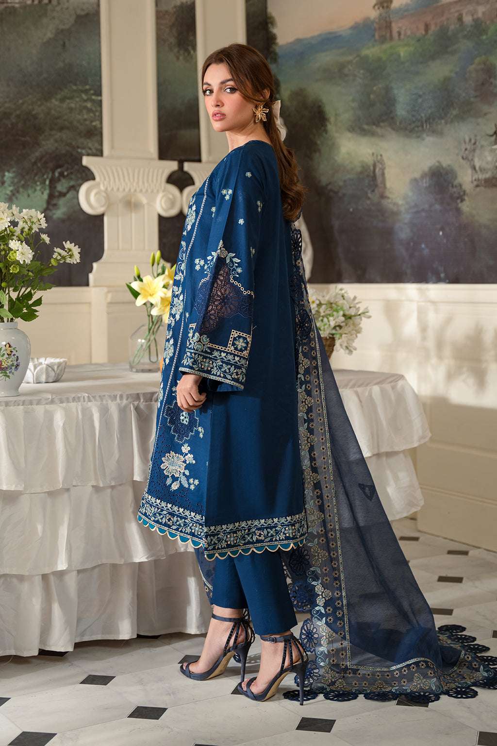 Fresco Edit By Sheenora Unstitched 3 Piece Lawn Collection'2025-Blue Bells