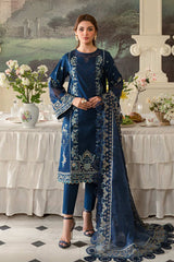 Fresco Edit By Sheenora Unstitched 3 Piece Lawn Collection'2025-Blue Bells