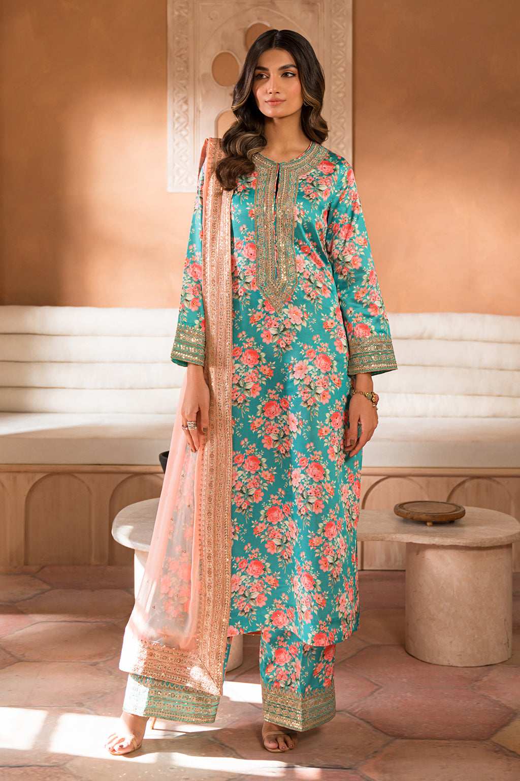 Nooru by Sheenora Stitched 3 Piece Silk Collection-KAIF