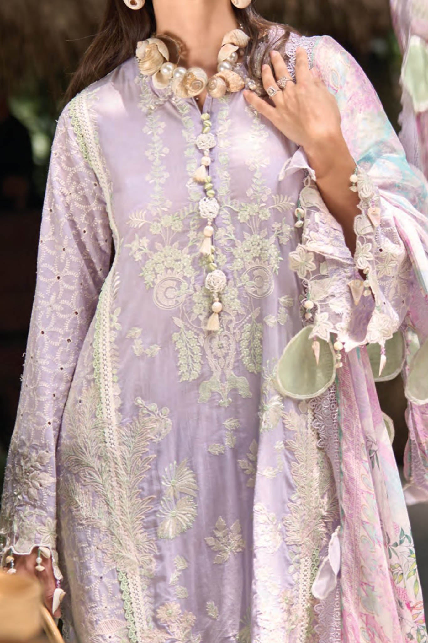 Zoha by Ansab Jahangir Unstitched 3 Piece Luxury Lawn Collection'2024-AJ-LL24-01-Cananga