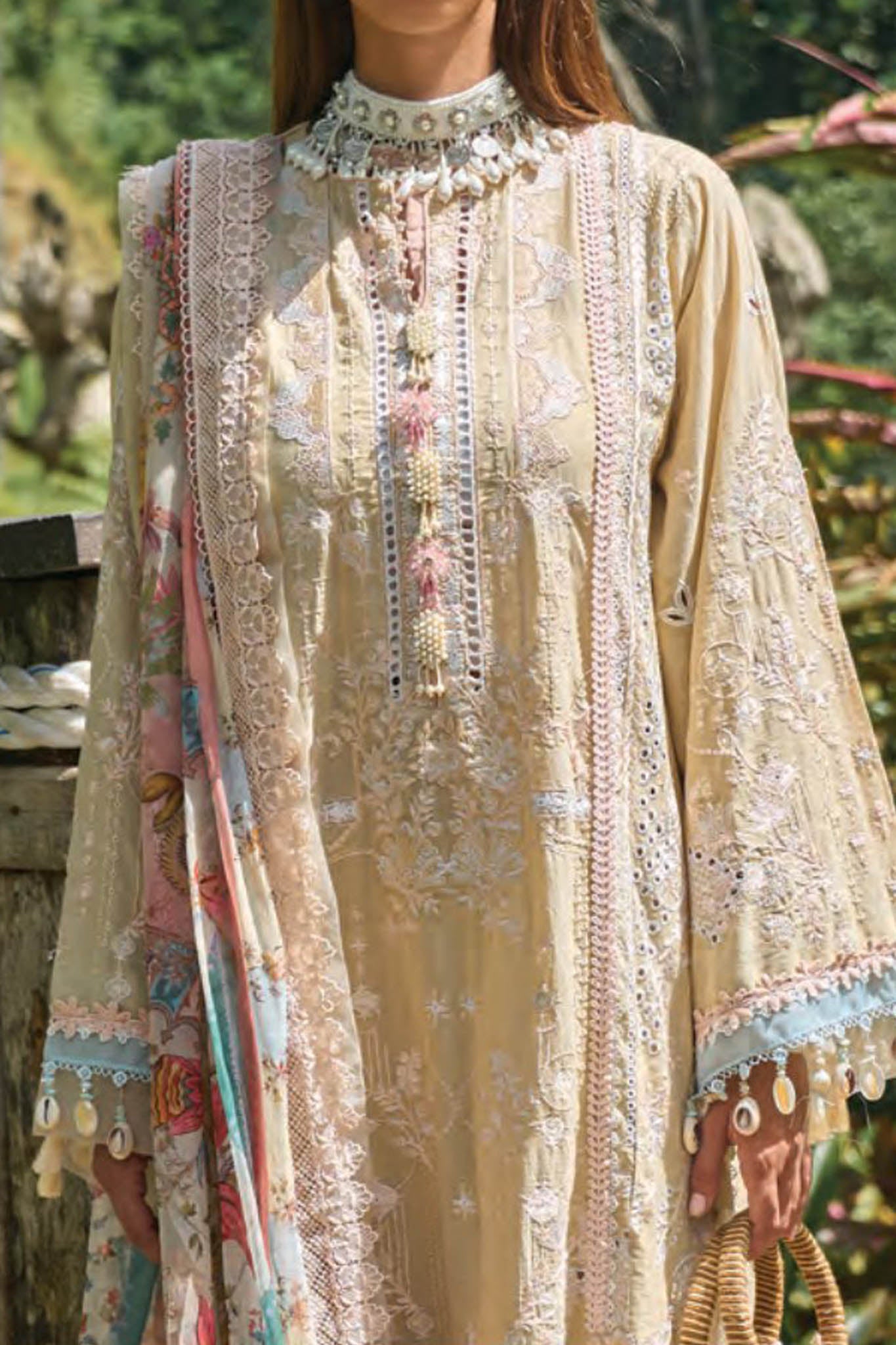 Zoha by Ansab Jahangir Unstitched 3 Piece Luxury Lawn Collection'2024-AJ-LL24-03-Adenium
