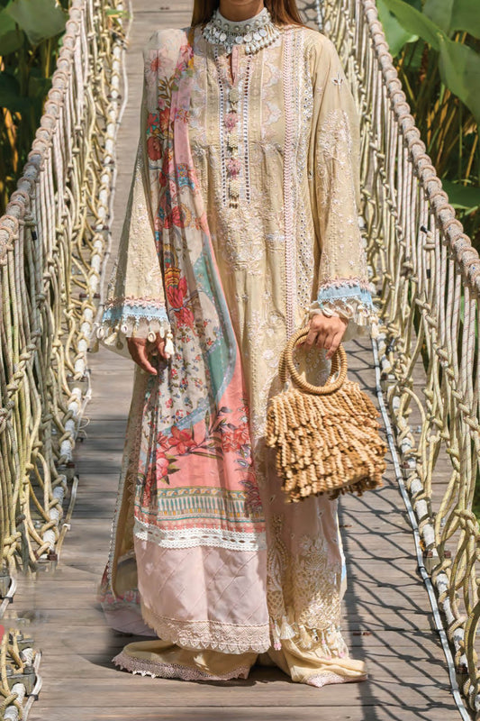 Zoha by Ansab Jahangir Unstitched 3 Piece Luxury Lawn Collection'2024-AJ-LL24-03-Adenium