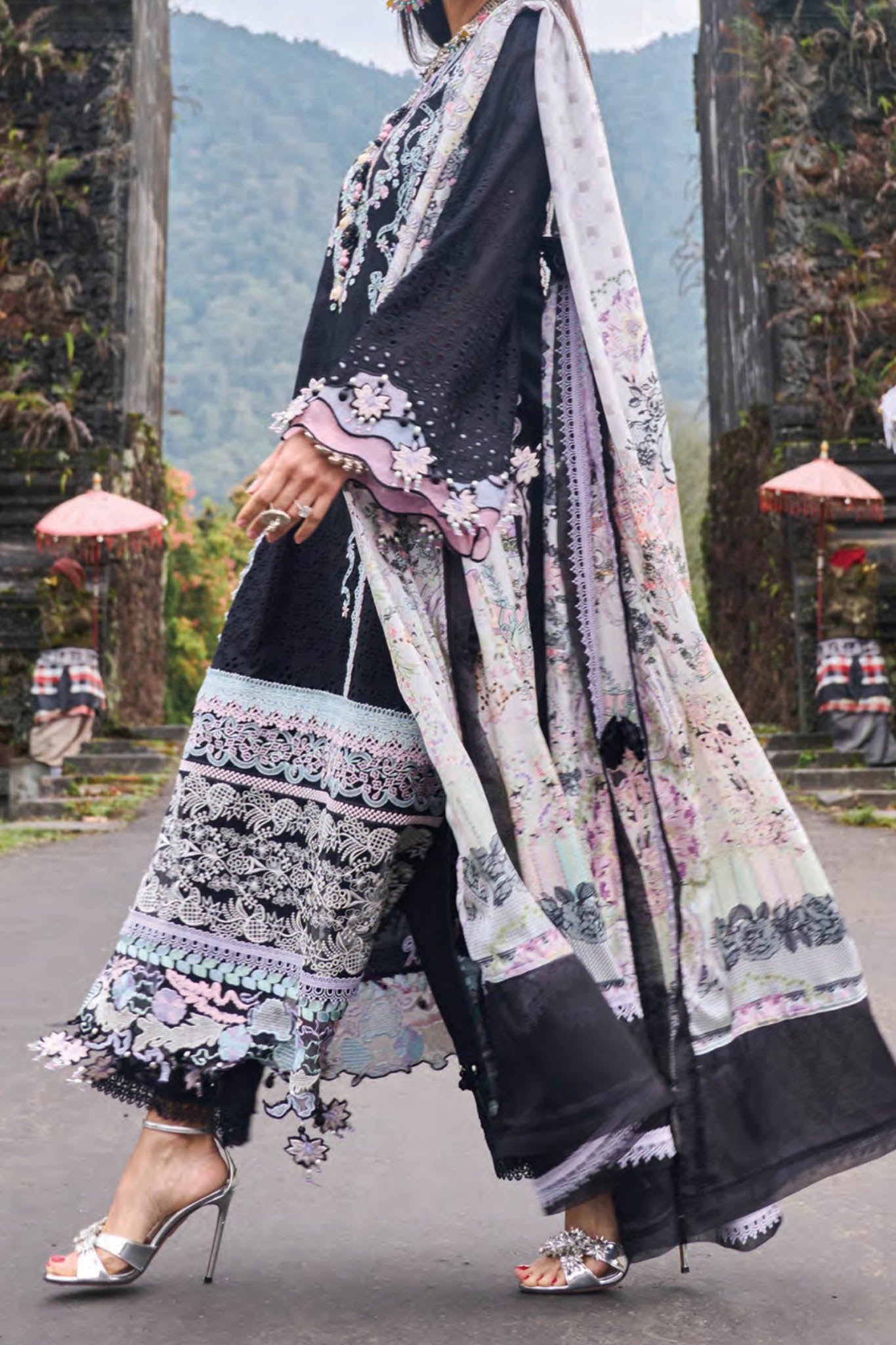 Zoha by Ansab Jahangir Unstitched 3 Piece Luxury Lawn Collection'2024-AJ-LL24-07-Gomphrena