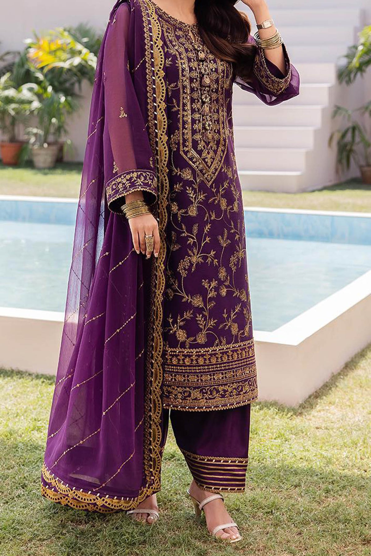 Dhanak Rang By Asim Jofa Unstitched 3 Piece Formals Collection'2024-AJCF-08
