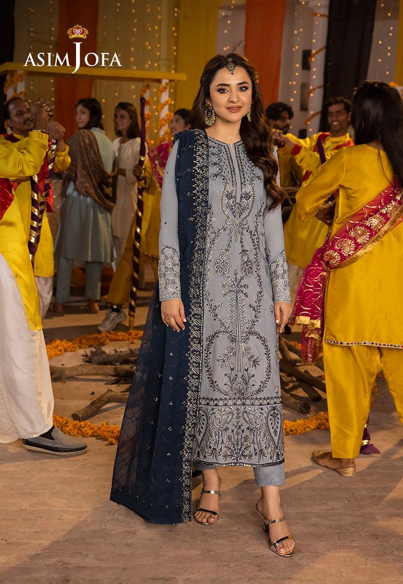 Asim Jofa Dastaan Pret Ajdab-08 Embroidered Chiffon Stitched 3 Pcs